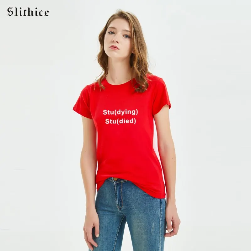 Slithice Harajuku летняя футболка женская мода Stu (dying) (died) Футболки с буквенным принтом