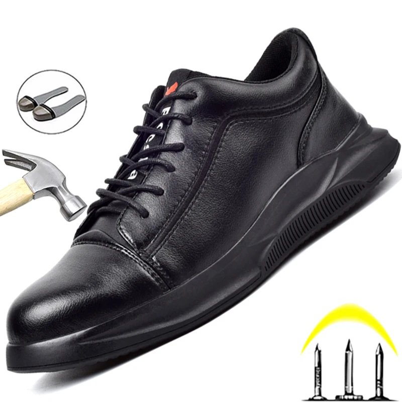 

Leather Safety Shoes Men Steel Toe Shoes Anti-Smash Anti-Puncture Work Shoes Waterproof Men Shoes Anti-Scalding Industrial Shoes