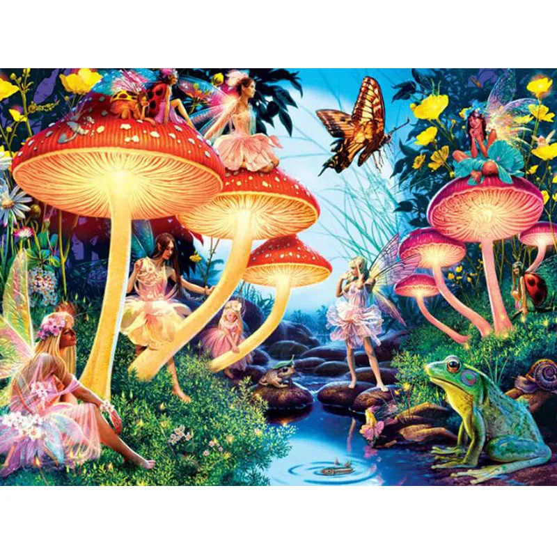 5D сделай сам квадратная Алмазная картина грибы бабочки феи лягушки цветок 3D