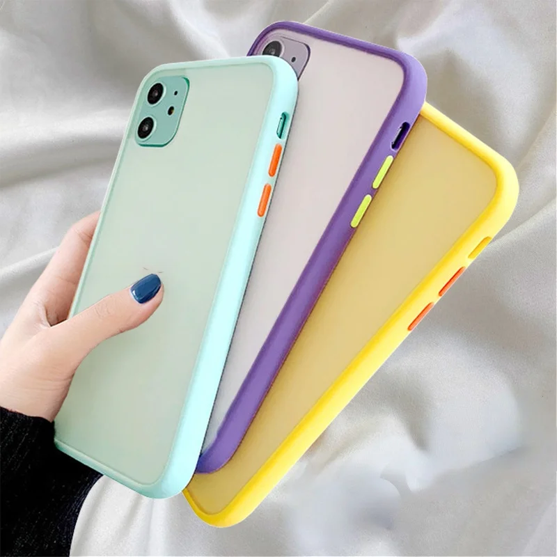 

Mint Simple Matte Bumper Phone Case for iphone 11 Pro XR X XS Max 12 6S 6 8 7 Plus Shockproof Soft TPU Silicone Clear Case Cover