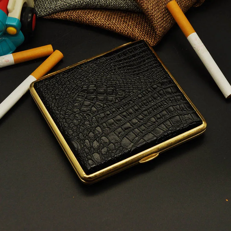 Уютный момент 20 палочки Медь рамка кожаные сигареты чехол с зажим Двусторонняя