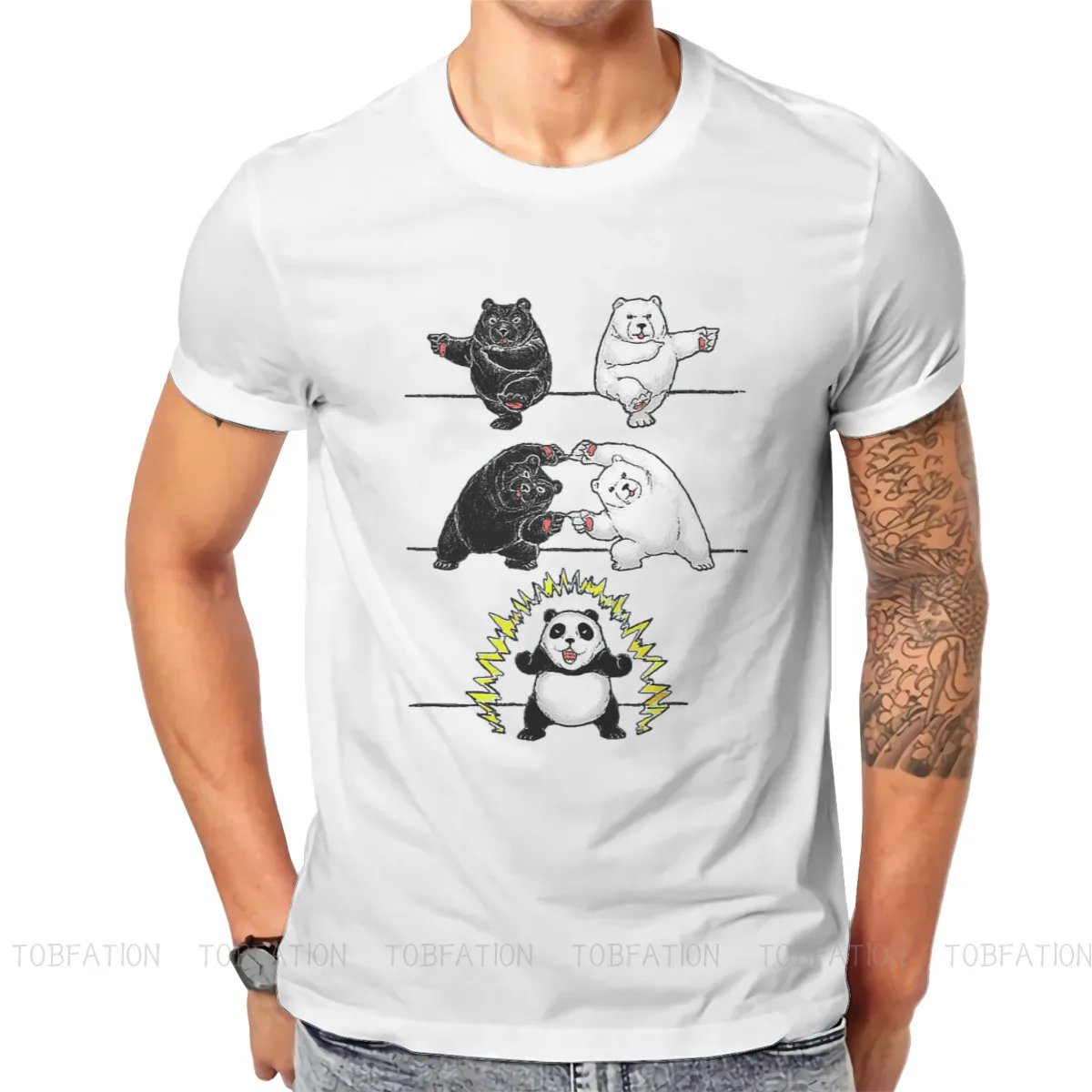 

Fusion Essential Round Collar TShirt Cool Panda Lovely Animals Fabric Basic T Shirt Men Clothes Fashion Plus Size