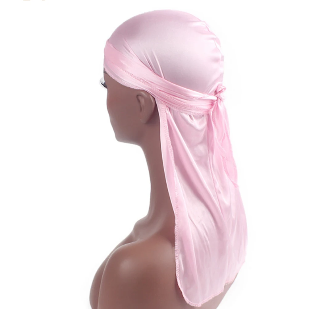 2020 Trendy Silky durag Headwraps With Long Tail Wave Caps for Men Durags Hip Hop Headband Doo Rag Turban Hat New Arrival |