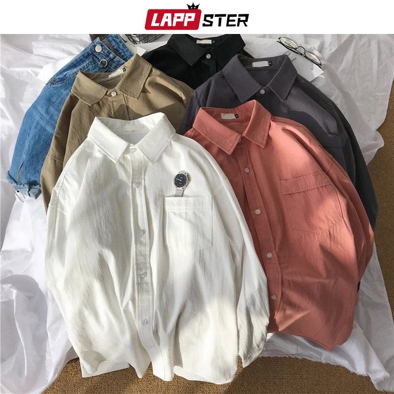 LAPPSTER Mens Graffiti хип хоп весной Рубашки с длинным рукавом 2020 Harajuku корейская мода