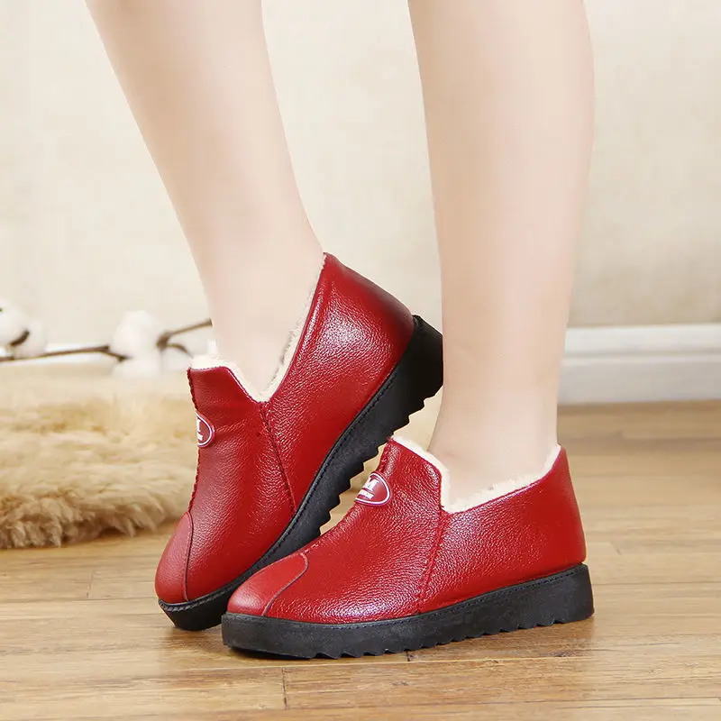 

2021 Winter Snow Boots Women Shoes Warm Plush Fur Ankle Boots Winter Female Slip On Flat Casual Shoes Waterproof Women Sneakers