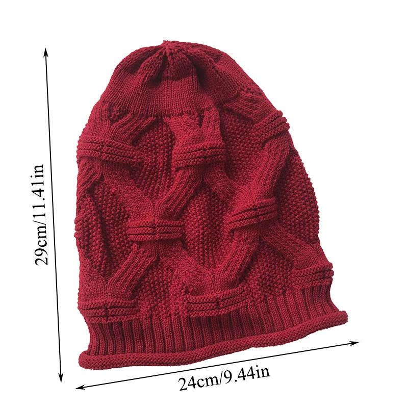 

Slouchy Beanie Winter Hat for Men Knitted Warm Fleece Lining Hat for Male Skullies Beanies Red Yellow Black Grey Cap
