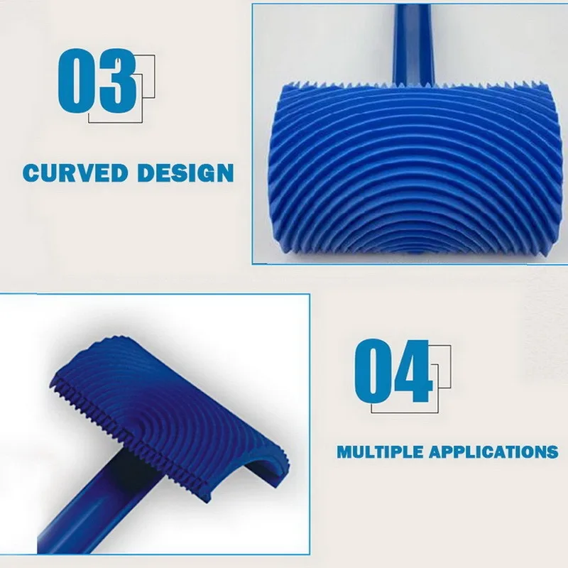 

Blue Rubber Wood Grain Paint Roller DIY Graining Painting Tool Wood Grain Pattern Wall Painting Roller with Handle Home Tool