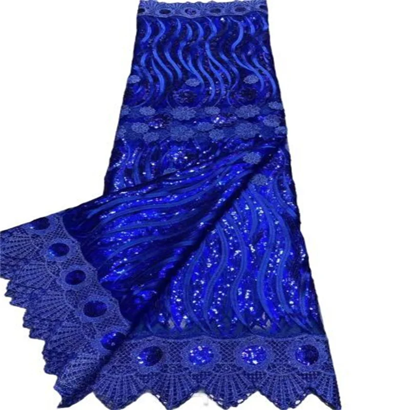 

Новинка 2021, Роскошная ткань Королевского синего цвета с блестками и вышивкой, высококачественное нигерийское кружево для вечернего платья