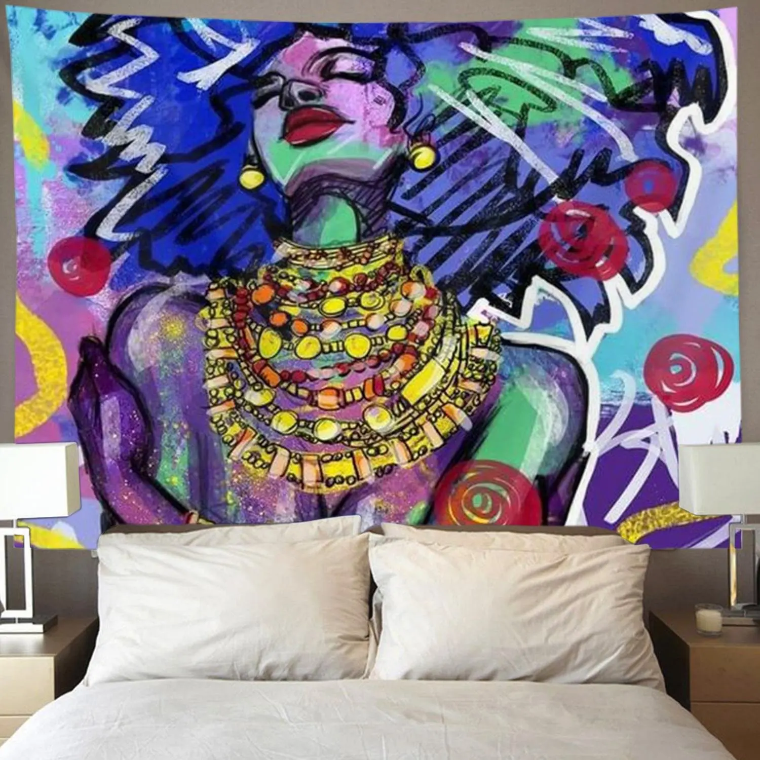 Американском стиле черные женщины девушка настенный гобелен хиппи арт для