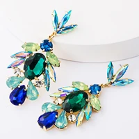 fashion metal colorful rhinestone geometric earrings womens creative popular dangle crystal earrings party accessories