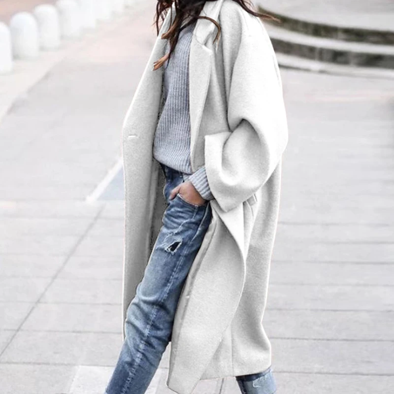 

2021 New Fashion High Street Long Overcoat Fall Winter Elgeant Women Double-Sided Wool Coat Office Lady Lapel Long Sleeve Jacket