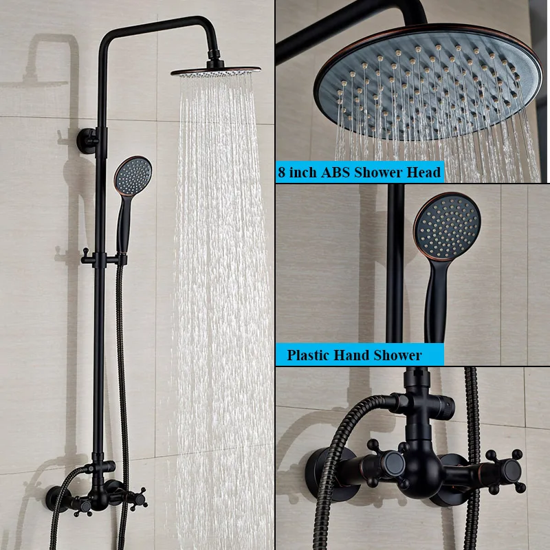 Black Bronze D style Uythner Черный Бронзовый Ванная комната Душ Facuet смеситель " Дождь душевая головка с ручной душ ванна кран настенный - Цвет: Black Bronze D style