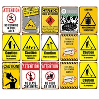 no parking caution recycle yellow warning signs public factory wokeshop metal signage wall pin up tin sign iron plate plaques