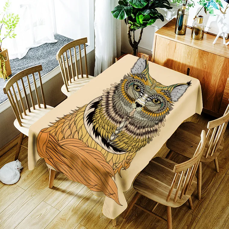 

PVC printing household tablecloth watercolor painting animal pattern washable decorative household waterproof tablecloth
