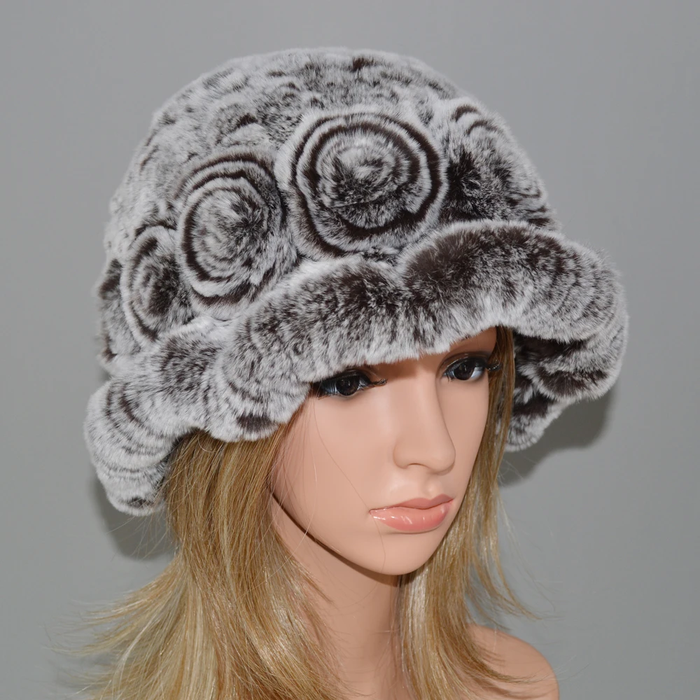Шапки женские вязаные из меха кролика рекс | Аксессуары для одежды