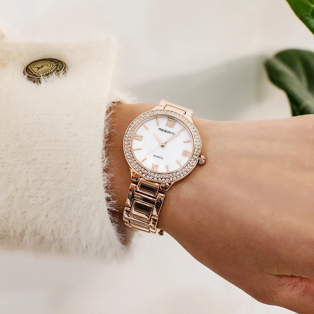 Часы наручные женские кварцевые с кристаллами люксовые модные ультратонкие