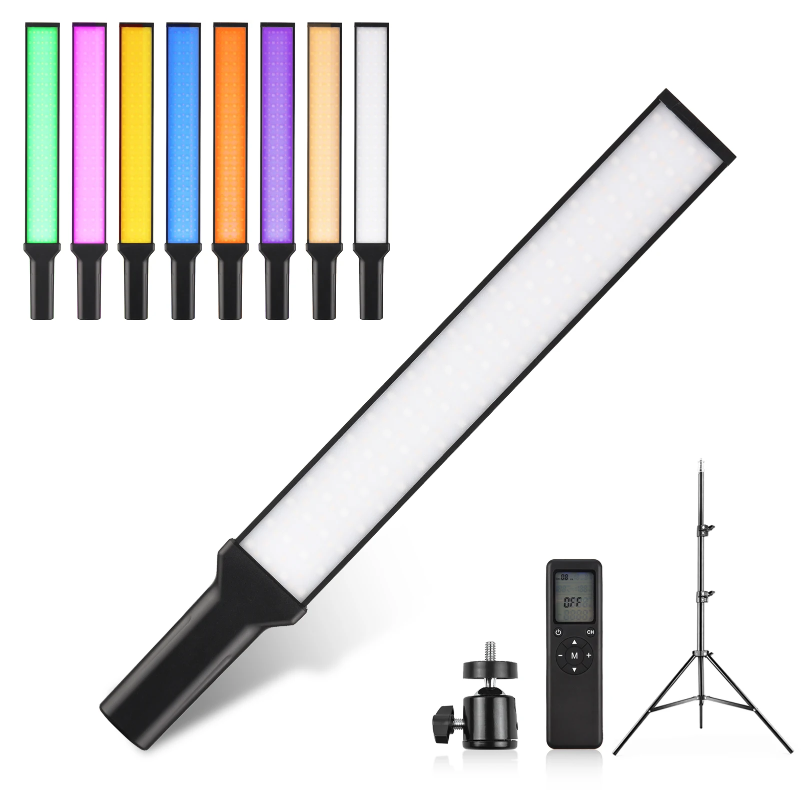 

Handheld RGB Tube Light LED Video Light Wand 15W 3200K-5600K 2M Metal Light Stand+Remote Control+Carry Bag for Live Streaming