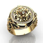 Кольцо Львиное в стиле панк-рок, винтажное золотистое кольцо в стиле хип-хоп, с защитой от ультрафиолета
