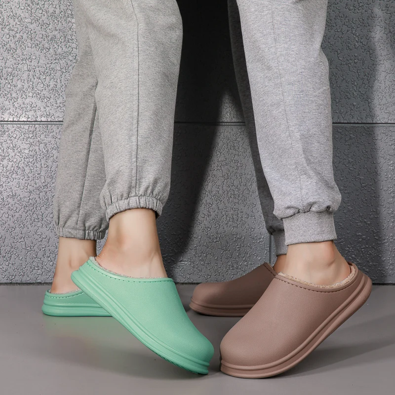 Водонепроницаемые зимние хлопковые тапочки женская домашняя Теплая мужская