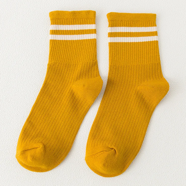 yellow Мужские носки, 6 цветов, дышащие, зимние, в полоску, модные, простые, корейский стиль, носки для мужчин, высокая эластичность, подходят ко всему, теплые, повседневные, шикарные - Цвет: yellow