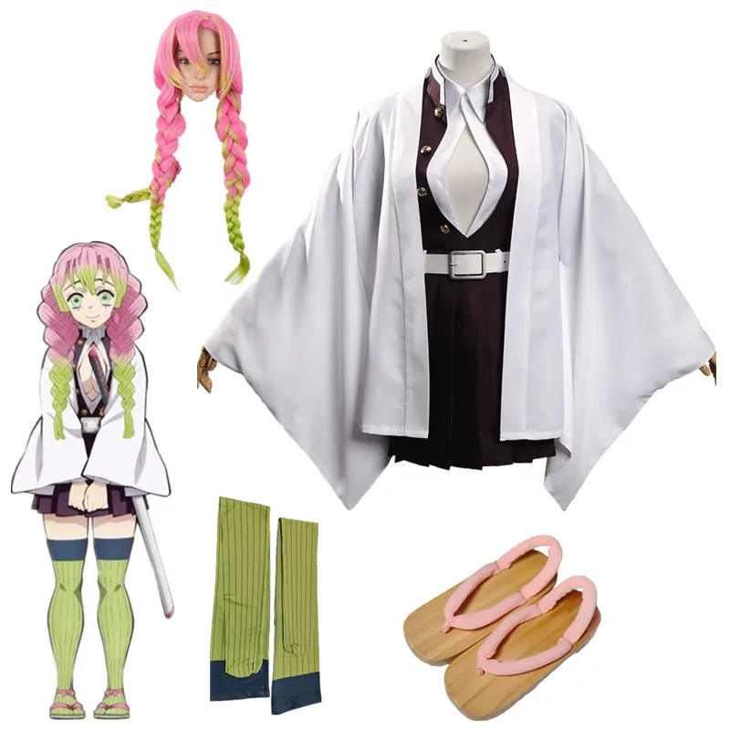 

Anime Demon Slayer Cosplay Kimono Comic Kanroji Mitsuri cosplay Clothing Halloween Womens Kimono Outfit