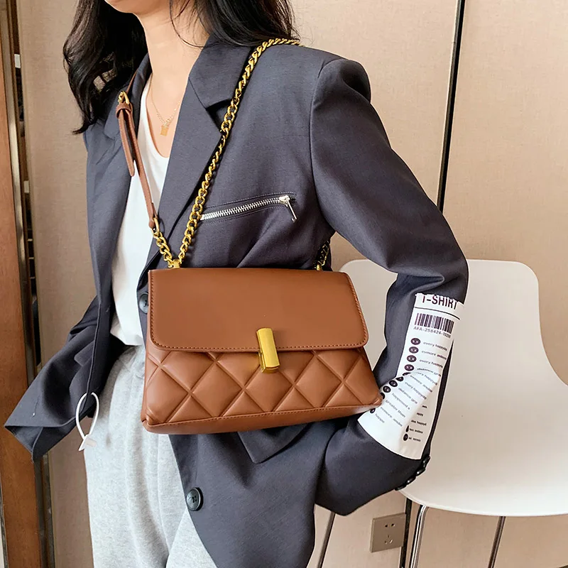 

Сумка через плечо женская, из искусственной кожи, с цепочкой, черная, 2021