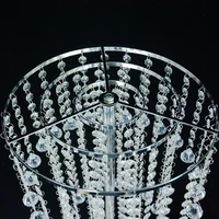Wedding Party Aisle Flower Stand Clear acrylic Crystal bead Flower Stand with mental basize
