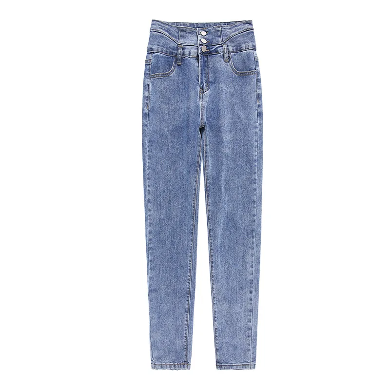 

Women's Casual Button High Riscomfortable Stretch Slim Slimming Soft Trousers Fashion Street Trend Ladies Skinny Denim Pants