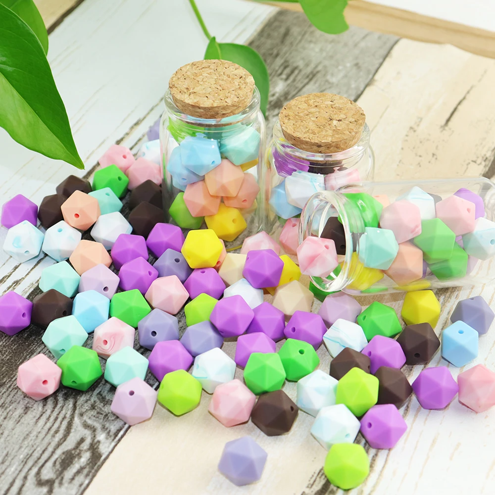 10 шт 17 мм обычные шестигранные цветные бусины Прорезыватель для зубов BPA