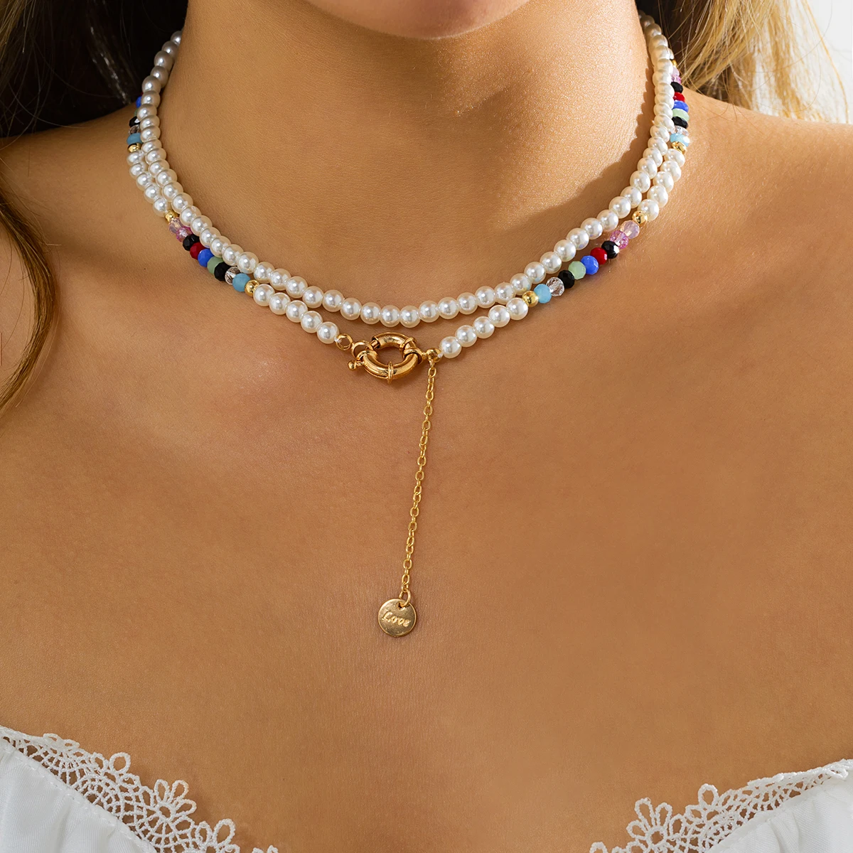 

Lacteo New Trendy Colorful Acrylic Beads Imitation Pearl Necklaces For Women Vintage Clavicle Chain Collar Choker Neck Jewelry