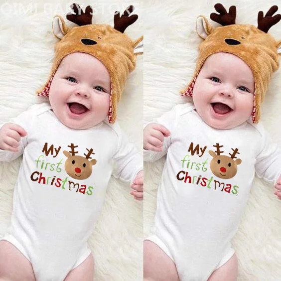 Рождественский хлопковый комбинезон для новорожденных, милый детский комбинезон с длинным рукавом, Модный комбинезон для маленьких мальчиков и девочек