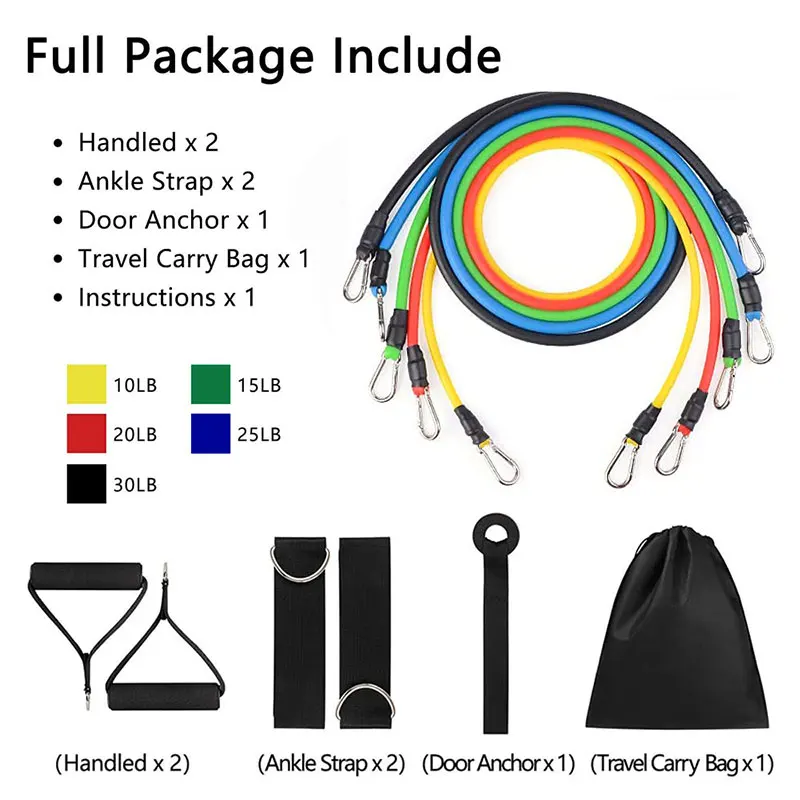 Латексные Эспандеры 11 шт./компл. тренировочные упражнения для кроссфита трубки