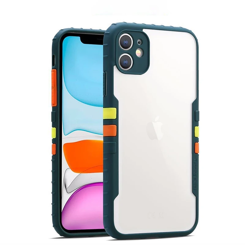 

Противоскользящий матовый контрастный бампер для телефона iPhone 11Pro Max XR XS Max 7 8 Plus X 11Pro, Мягкий Прозрачный ударопрочный чехол из ТПУ