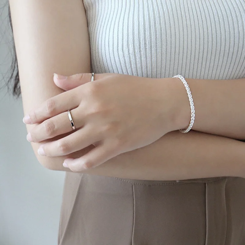 

Real 925 Sterling Silver Simple Ring For Fashion Women Trendy Fine Jewelry 2020 Minimalist Accessories Gift