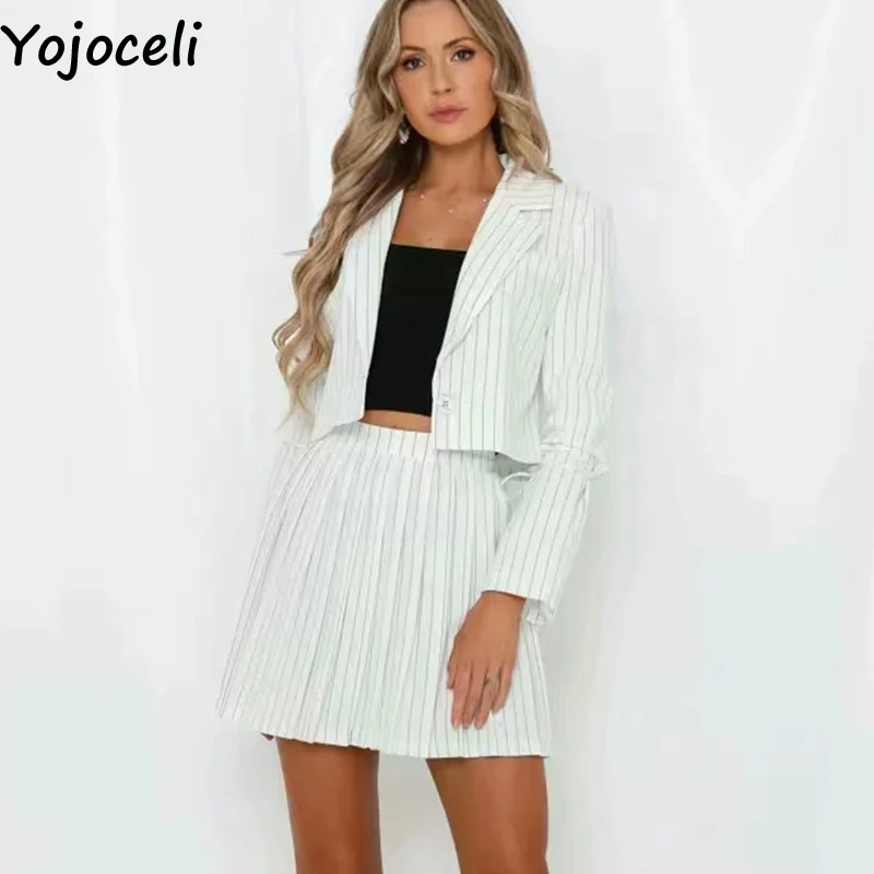 Элегантная женская юбка Yojoceli в полоску для вечевечерние осенняя короткая