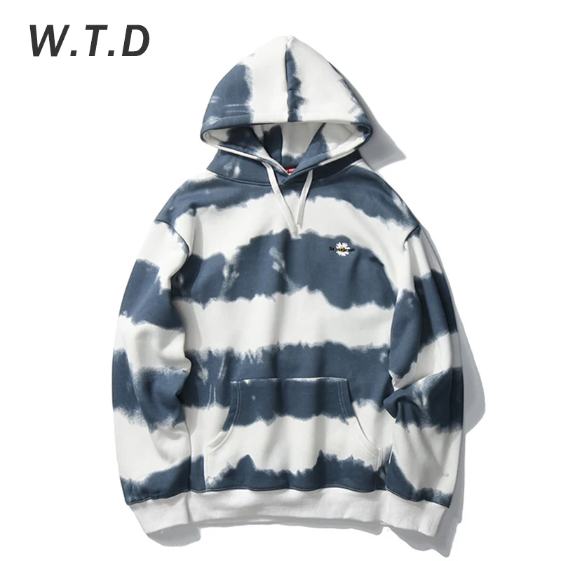WTD 2020 Мужская толстовка смешанных цветов в полоску с вышивкой стиле хип хоп