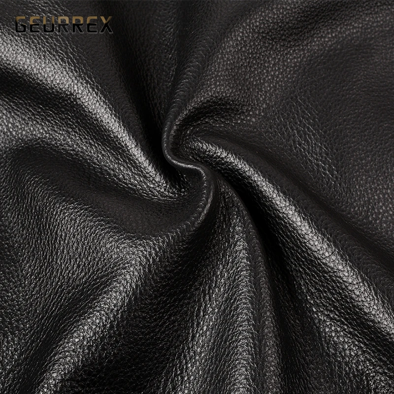 

GEURREX Free Shipping High Quality Super Genuine Cow Skin Leather Fashion Motor Rider Jacket Mens Casual Cowhide Leather Coat