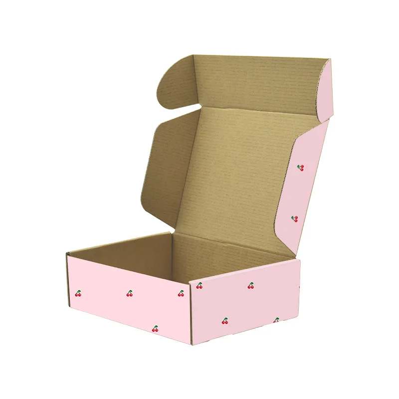 Пользовательский логотип простой розовый картон гофрированная бумага почтовые