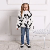 2020 new mommy and me winter outwear black and white colors mixed fur coat faux fur jacket