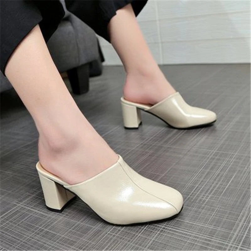 2019 г. новые летние стильные женские уличные тапочки с квадратным носком Модные из