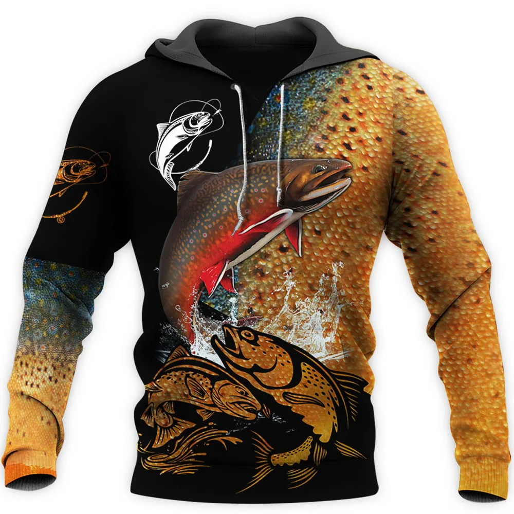 

Beautiful trout fishing 3D complete print zip hoodie Harajuku casual street sweatshirt autumn winter fashion hoodie DLL02
