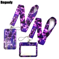 lavender flowers key lanyard car keychain id card pass gym mobile phone badge kids key ring holder jewelry decorations
