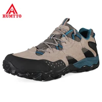 humtto brand hiking shoes for men breathable lace up leather shoes mens high quality outdoor climbing trekking tourism sneakers