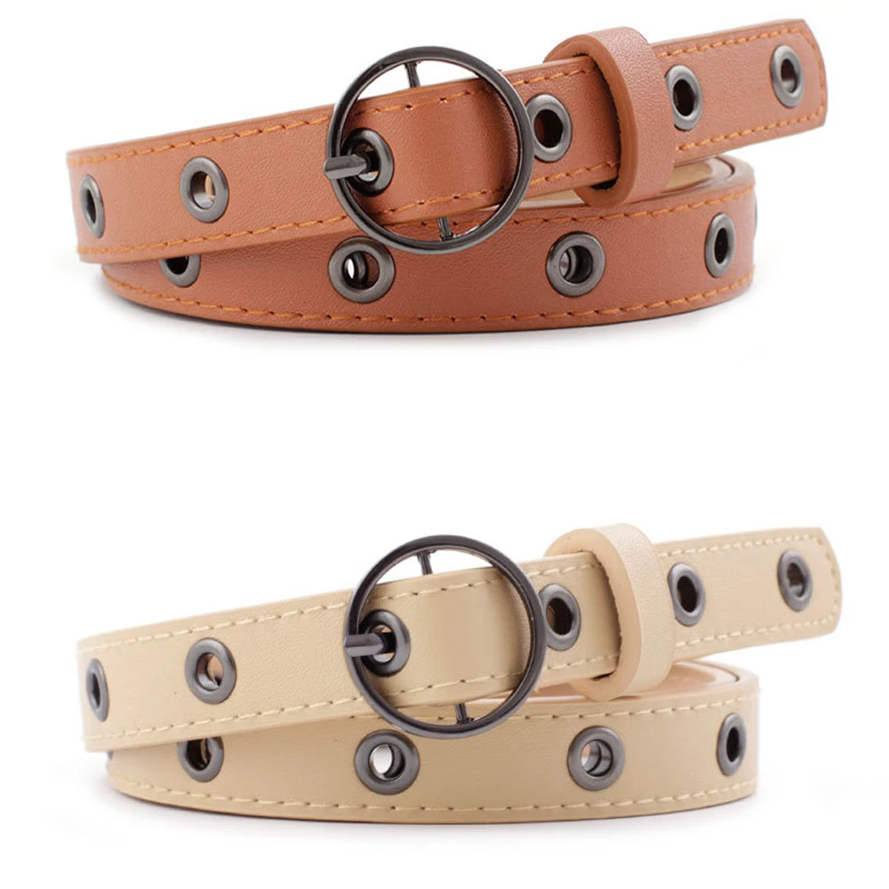 

Женский винтажный декоративный ремень из мягкой искусственной кожи с двойной круглой пряжкой, повседневный ремень в стиле панк Харадзюку, ...