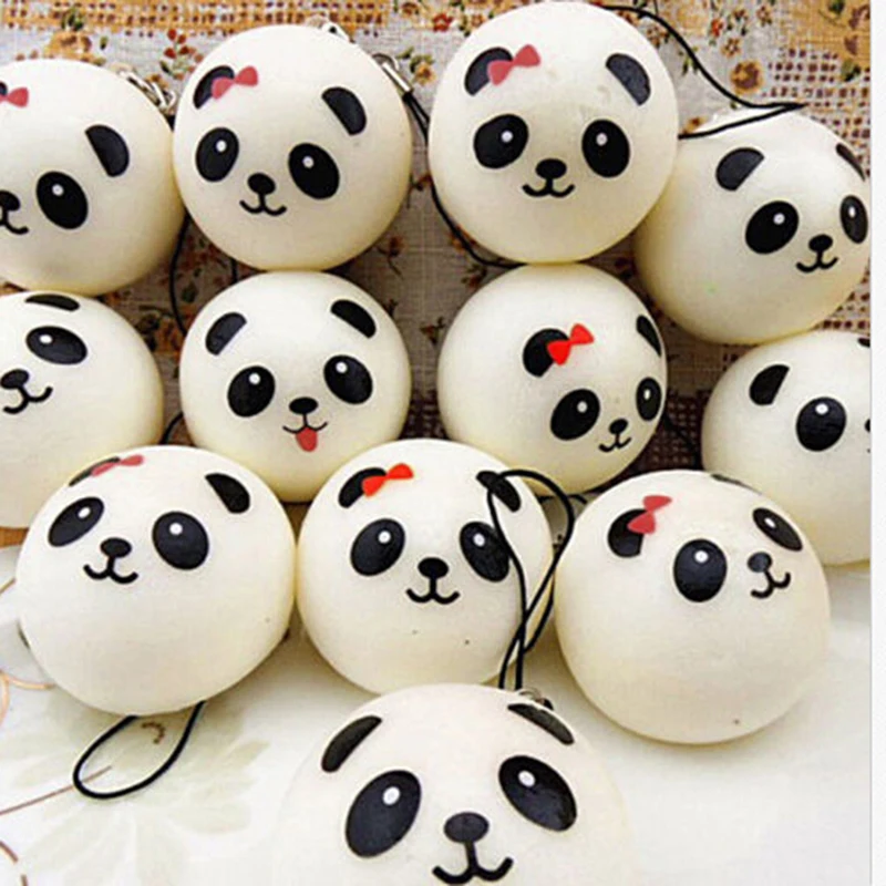 1Pc 4cm Kawaii Buns Bread Cell Phone Key/Bag Strap Pendant Squishes Car Key Rings Keychain Jumbo Panda squishy