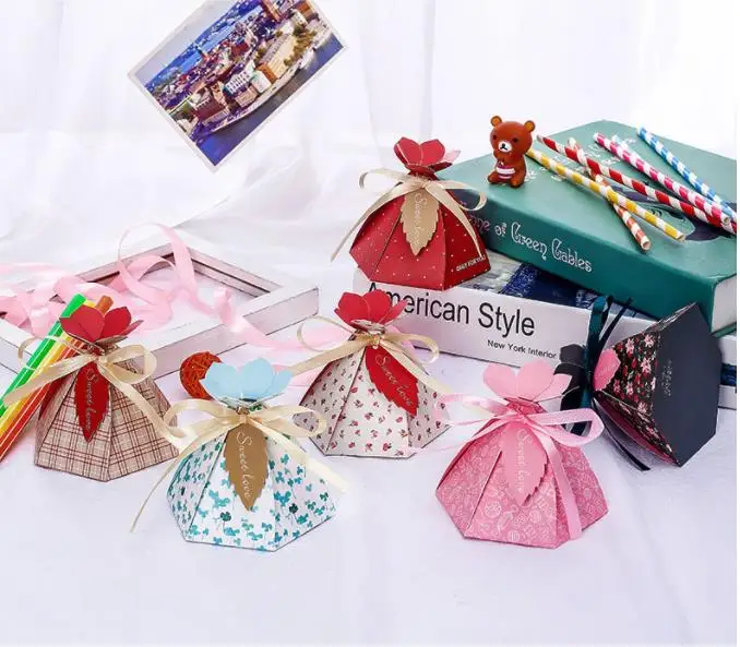 50 шт. коробка для конфет с лентой шоколадные подарочные коробки сувениры гостей