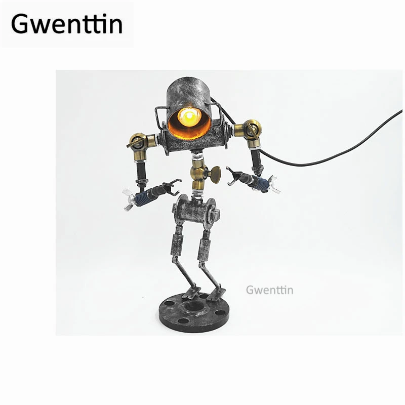 Винтажная труба робот стол Сделай Сам лампы Ретро железная светодиодная Лофт
