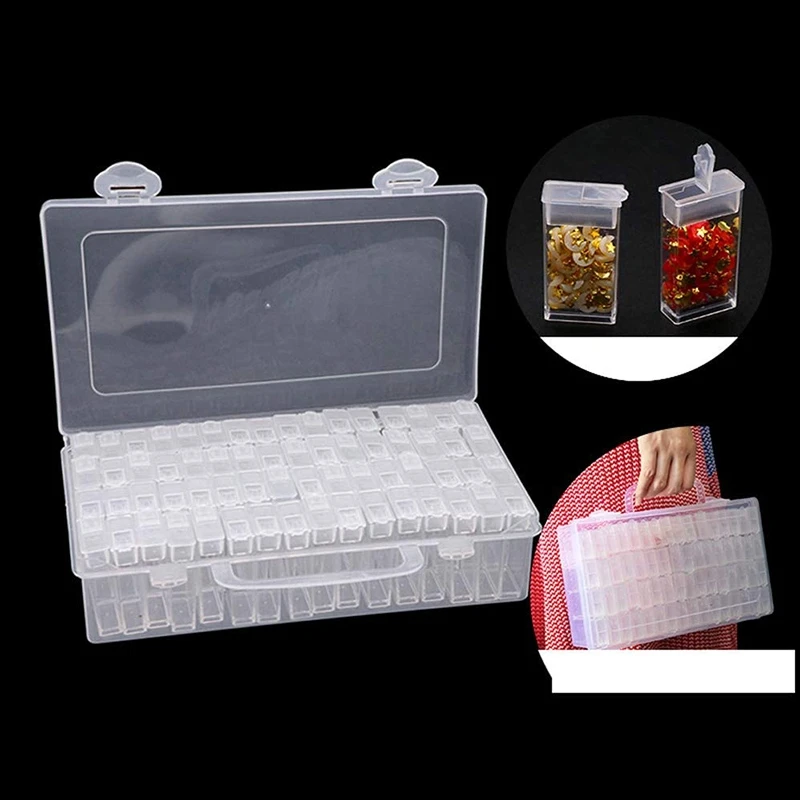 

2Pcs 64 Grids Diamond Painting Tools Accessories Storage Box Beads Container Diamond Embroidery Stone Convenience Box