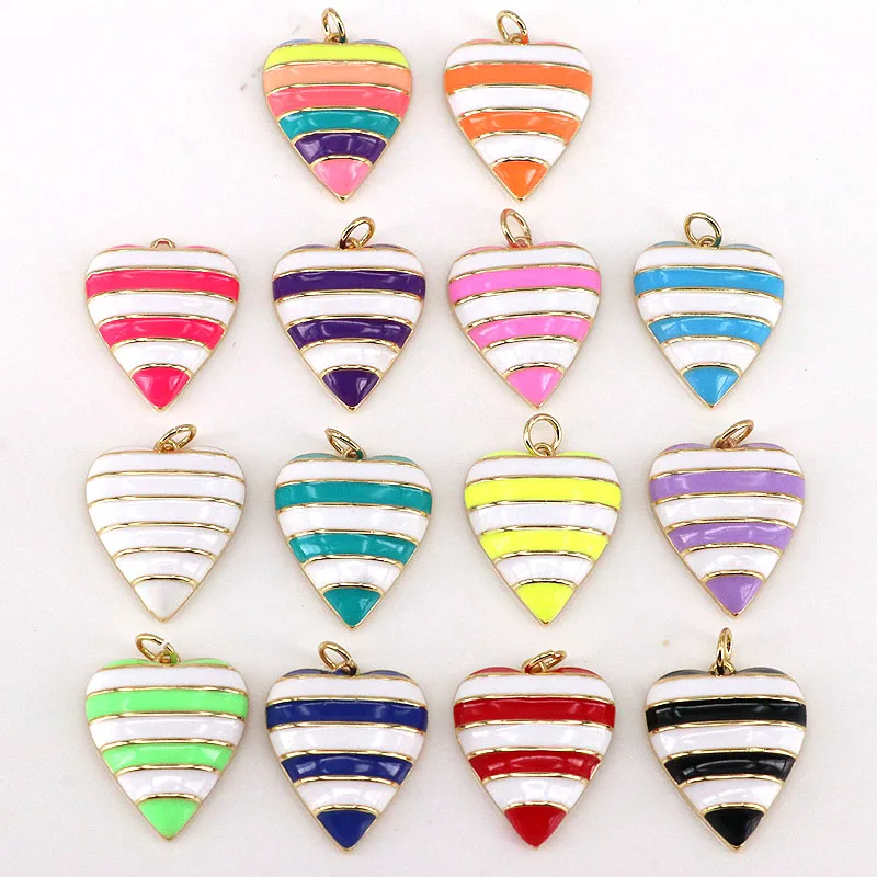 

5Pcs,Enamel Heart Charms for Jewelry Findings DIY Dripping Oil Heart Line Charms Handmade Necklaces Pendants Earrings Making