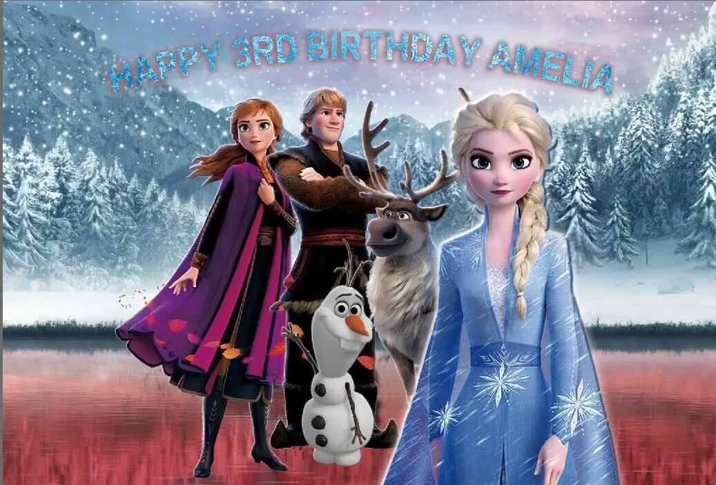 7x5FT Новая королева Эльза Принцесса Анна с днем рождения сосновые горы